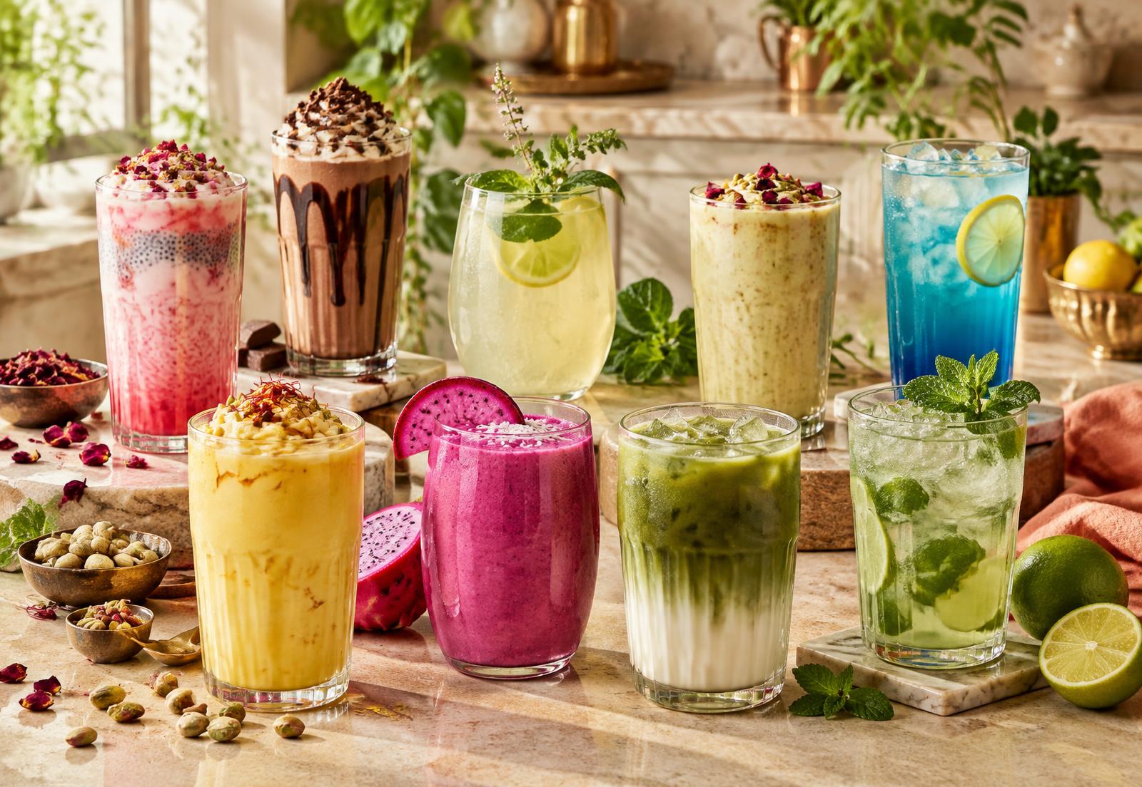 A colorful selection of nine drinks from the Skillovia collection