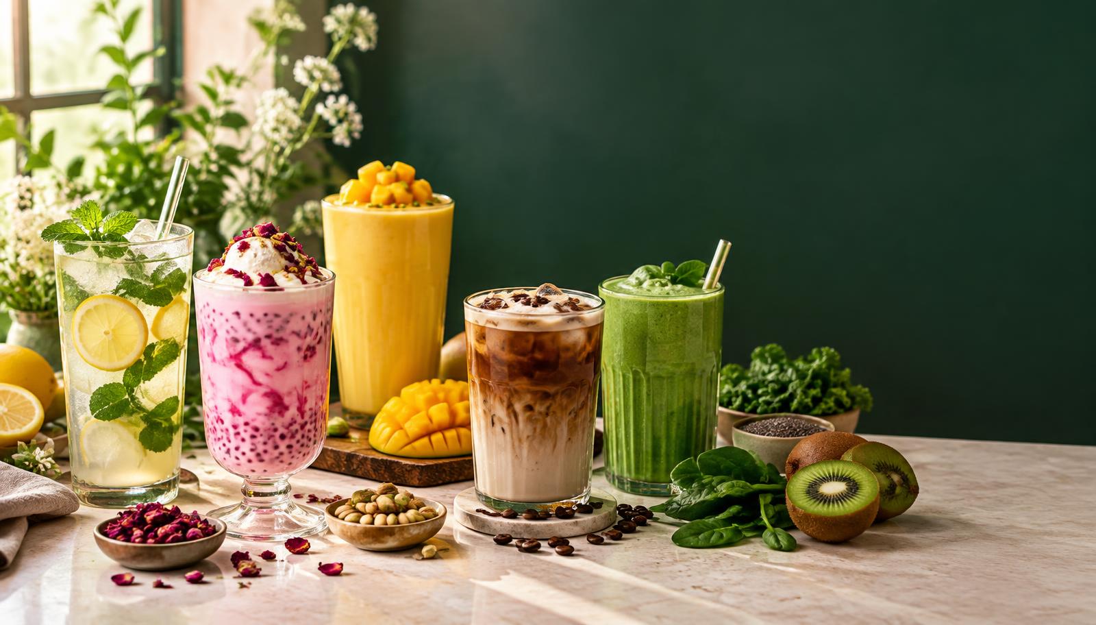 Colorful homemade drinks on a table